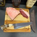 Ver imagem 7 de Faca Larga Picanheira 10' Inox Artesanal Churrasco Cabo Misto Trabalhado Madeira Osso Resina