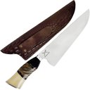 Ver imagem 1 de Faca Larga Picanheira 10' Inox Artesanal Churrasco Cabo Misto Trabalhado Madeira Osso Resina