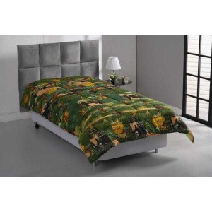 Edredom Solteiro Dupla Face Vivaldi Malha Algodão Safari Divertido