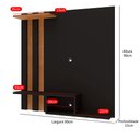 Ver imagem 2 de Painel Suspenso Home TV até 32 Polegadas Nichos Prateleira Itália:Preto/Cedro