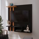 Ver imagem 3 de Painel Suspenso Home TV até 32 Polegadas Nichos Prateleira Itália:Preto/Cedro