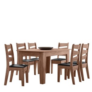 Conjunto Mesa Sala de Jantar 6 Cadeiras 1,35m Itália Amêndoa