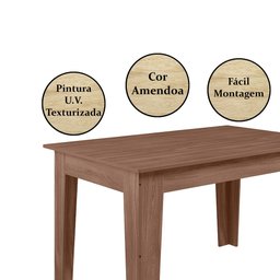 Conjunto Mesa Sala de Jantar 6 Cadeiras 1,35m Itália Amêndoa - 5