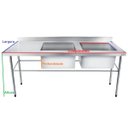 Ver imagem 2 de Bancada / Mesa Pia Em Aço Inox com Duas Cubas (50x40x25) A Direita (160x70x85)