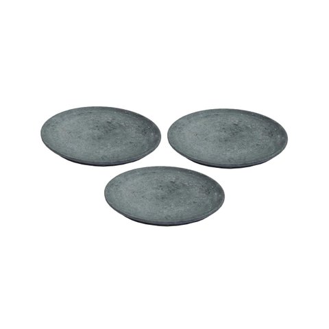 Kit 3 Pratos Raso Redondo Pedra Sabão Sobremesa e Bolos 18cm