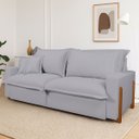 Ver imagem 1 de Sofá Retrátil Reclinável sem Caixa com Molas Ensacadas no Assento Tecido Linho Cinza Claro 2,00m