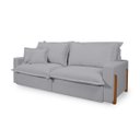 Ver imagem 2 de Sofá Retrátil Reclinável sem Caixa com Molas Ensacadas no Assento Tecido Linho Cinza Claro 2,00m