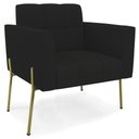 Ver imagem 1 de Poltrona para Sala Pés Metálicos Dourado Ana Linho Preto - Ibiza