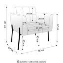 Ver imagem 4 de Poltrona para Sala Pés Metálicos Dourado Ana Linho Preto - Ibiza