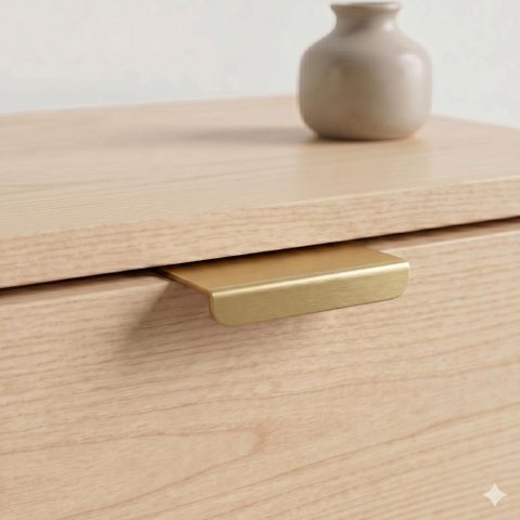 Puxador Clean Reto 5cm para Gavetas Portas Moveis Planejados - Ouro