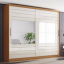 Ver imagem 1 de Guarda-Roupa Casal com Espelho 100% MDF Cayman Off White/Cinamomo