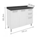 Ver imagem 2 de Balcão de Cozinha com Tampo 3 Portas de Bater 2 Gavetas Múltipla Bertolini
