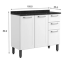 Ver imagem 5 de Balcão de Cozinha com Tampo 3 Portas de Bater 2 Gavetas Múltipla Bertolini