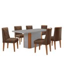 Ver imagem 2 de Conjunto Sala de Jantar Mesa Tampo MDF/Vidro 6 Cadeiras Ester Marrom Off White