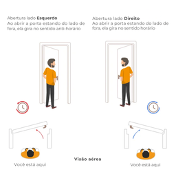 Kit Porta de Madeira Lisa 215x84cm com Batente de MDF Ultra 16cm Melamínico MGM Abertura Direita - 16