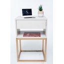 Ver imagem 1 de Mesa De Cabeceira Industrial OFF WHITE 30cm BASE DOURADA - Enviamos MONTADO