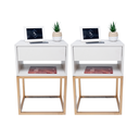 Ver imagem 4 de Mesa De Cabeceira Industrial OFF WHITE 30cm BASE DOURADA - Enviamos MONTADO