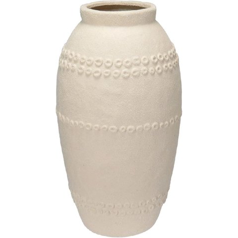 Vaso Decorativo Enfeite Casa Home&Co Cerâmica 36x18x18cm Creme