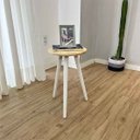 Ver imagem 2 de Mesa Lateral Redonda com Pé Palito de Madeira Natural e Branco