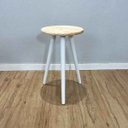 Ver imagem 1 de Mesa Lateral Redonda com Pé Palito de Madeira Natural e Branco