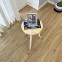Ver imagem 3 de Mesa Lateral Redonda com Pé Palito de Madeira Natural e Branco