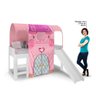 Cama Infantil Alta Joy com Escorregador e Dossel Barraca Castelo - Rosa/Branco - 5