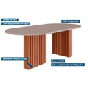 Ver imagem 2 de Mesa Multiuso Cozinha Cimol Ester C/ Tampo Madeirado C/ Vidro Oval 210cm Cinamomo/off White