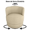 Ver imagem 4 de Poltrona Base Giratoria Marselha Linho Vancouver Palha Milani Store