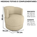 Ver imagem 3 de Poltrona Base Giratoria Marselha Linho Vancouver Palha Milani Store