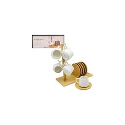 Jg 6 Xicara Cafe com Suporte em Madeira 90ml Oasis - 2