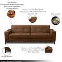Ver imagem 3 de Sofá Decorativo Bruno 3 Lugares Sala de Estar 210cm Pés em Madeira Couro Marrom Claro Manchado G88 -
