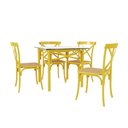 Ver imagem 1 de Conjunto Katrina Amarelo 4 Lugares Tampo de Madeira Quadrado 90 Cm Asturias