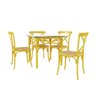 Conjunto Katrina Amarelo 4 Lugares Tampo de Madeira Quadrado 90 Cm Asturias - 1