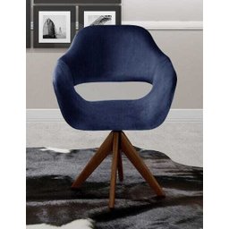 Poltrona Decorativa Zara Base Giratória - Suede Azul Marinho - 2