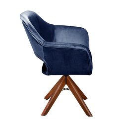 Poltrona Decorativa Zara Base Giratória - Suede Azul Marinho - 3