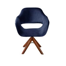 Poltrona Decorativa Zara Base Giratória - Suede Azul Marinho - 1