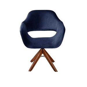 Poltrona Decorativa Zara Base Giratória - Suede Azul Marinho