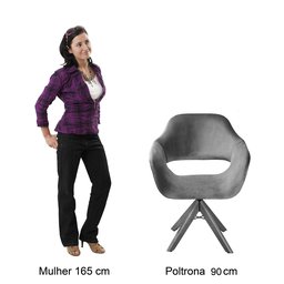 Poltrona Decorativa Zara Base Giratória - Suede Azul Marinho - 6