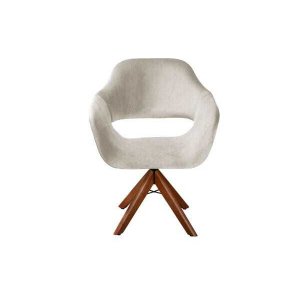 Poltrona Decorativa Zara Base Giratória - Suede Bege