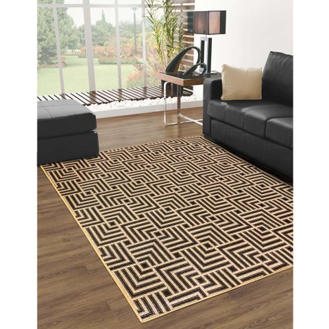 Tapete Sala Moderno Geometrico Tabuleiro 200X250 Cm Bege 72