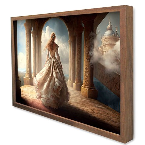 Quadro Decorativo Reino Encantado em Moldura Caixa Tacolado Moldura Caixa Alta 4,5cm Madeira sem Vid
