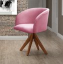 Ver imagem 2 de Poltrona Atenas Base Giratória De Madeira Sala, Quarto, Recepção, Consultório - Suede Rosa