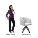 Ver imagem 4 de Poltrona Atenas Base Giratória De Madeira Sala, Quarto, Recepção, Consultório - Suede Cinza Grafite