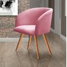 Poltrona Decorativa Atenas Pé Palito Para Sala De Estar, Quarto, Recepção - Suede Rosa - 2