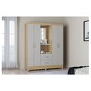 Ver imagem 5 de Cômoda 867 4 Gavetas com Guarda Roupa Solteiro Córdoba 4 Portas Damasco Off White - Poquema