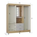 Ver mais imagens de Cômoda 867 4 Gavetas com Guarda Roupa Solteiro Córdoba 4 Portas Damasco Off White - Poquema