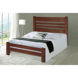 Cama King Size Prime de Madeira Maciça Angelim Pedra/Tauari Castanho