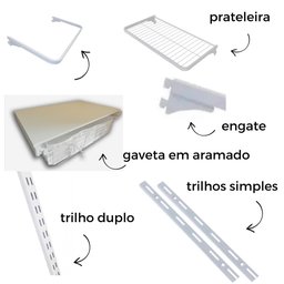 Roupeiro Closet Modulado Aramado Gaveta Sapateira Aço 2,50m Br - 3