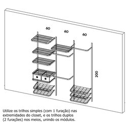 Roupeiro Closet Modulado Aramado Caixas Organizadoras 1,90m Br - 2
