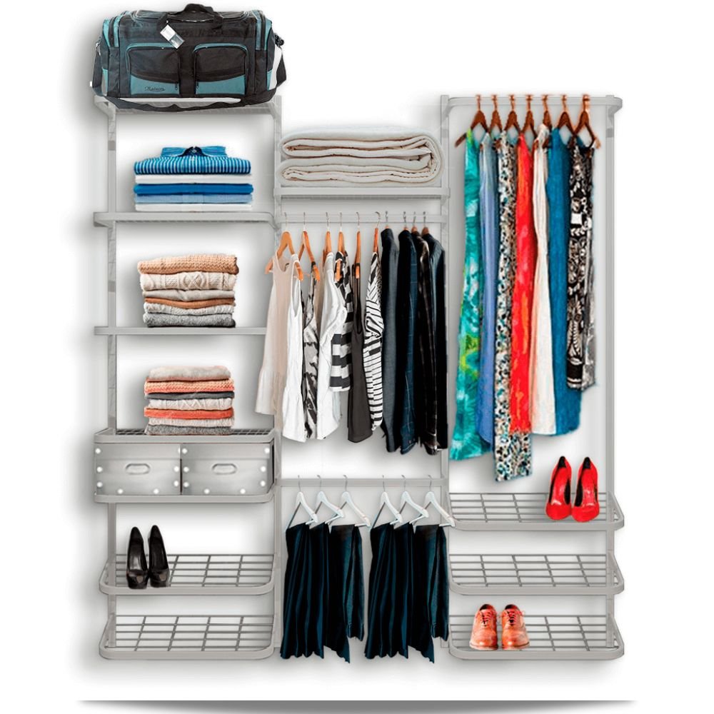 Roupeiro Closet Modulado Aramado Caixas Organizadoras 1,90m Br